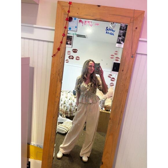 Madewell Beige Tan Relaxed Button Front Relaxed Fit Wide-Leg Pants Size 14 - Picture 13 of 14